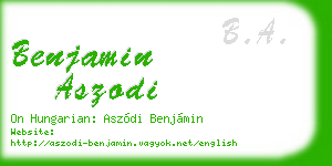benjamin aszodi business card