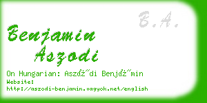 benjamin aszodi business card